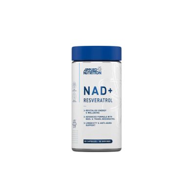 Applied Nutrition, Energy/Vitality/Healthy Aging, NAD+ (500 mg) + Resveratrol (500 mg) + Vitamin C (80 mg), NAD+ Resveratrol (60 caps - 30 serv)